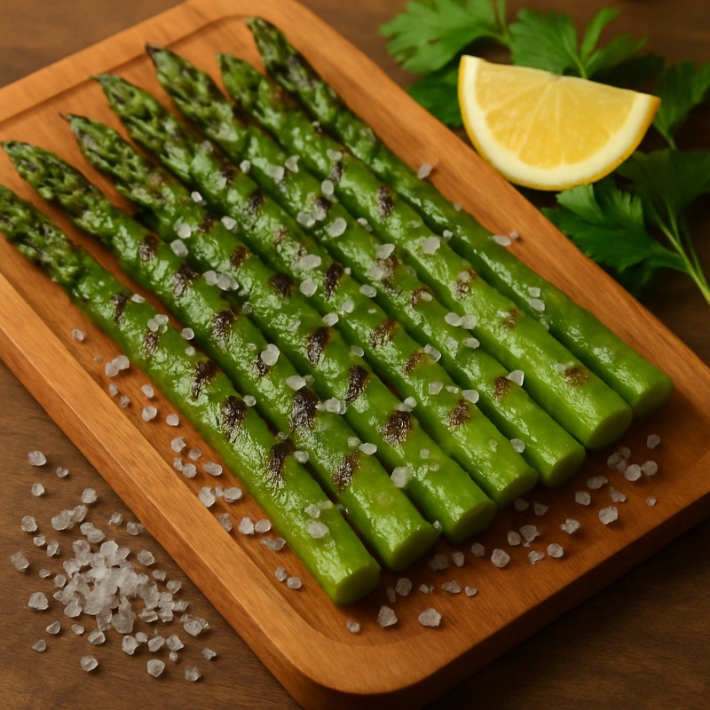 Asperges besprinkelt met Keltisch zout