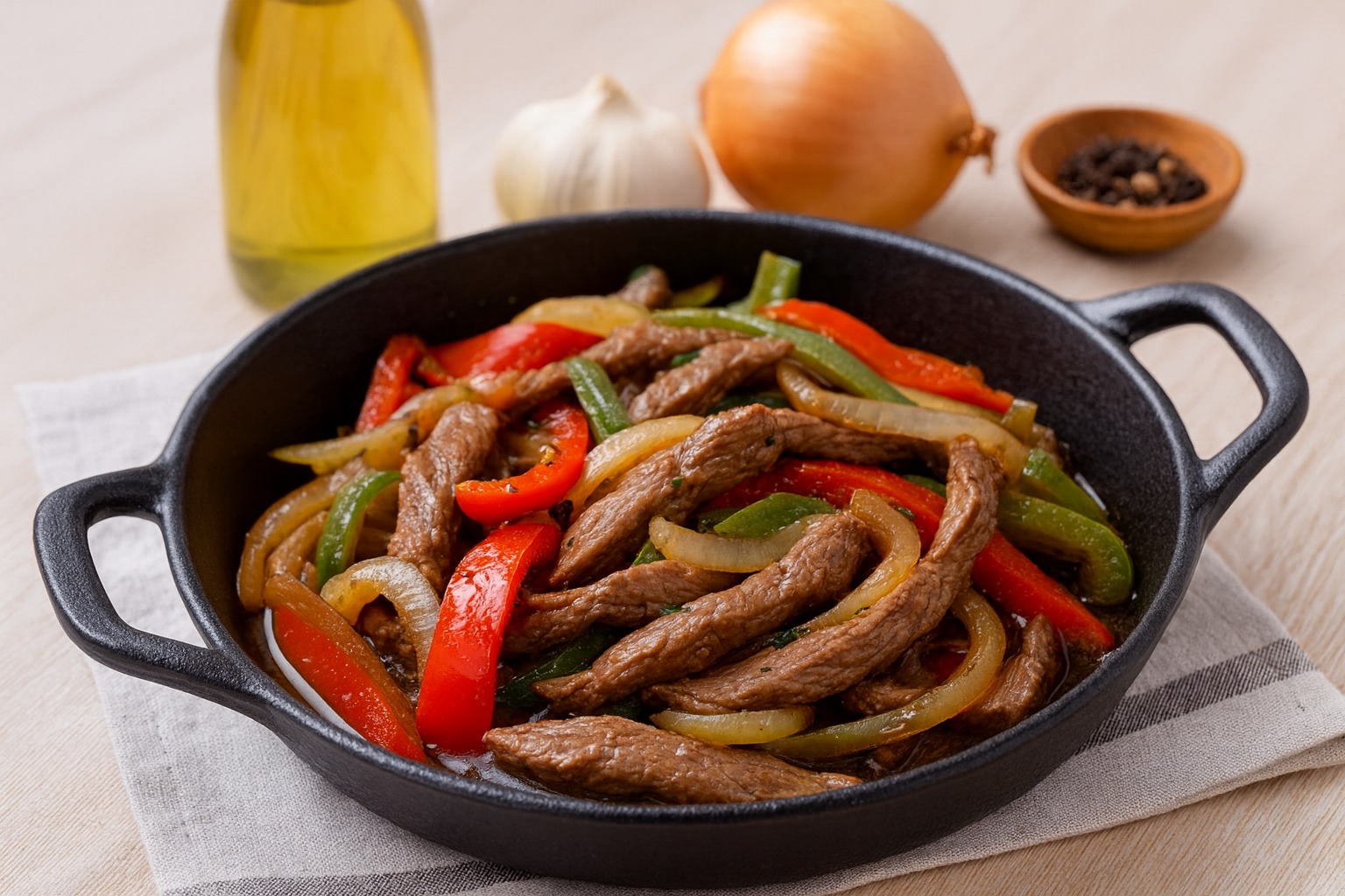 Biefstukpuntjes met paprika en kruiden